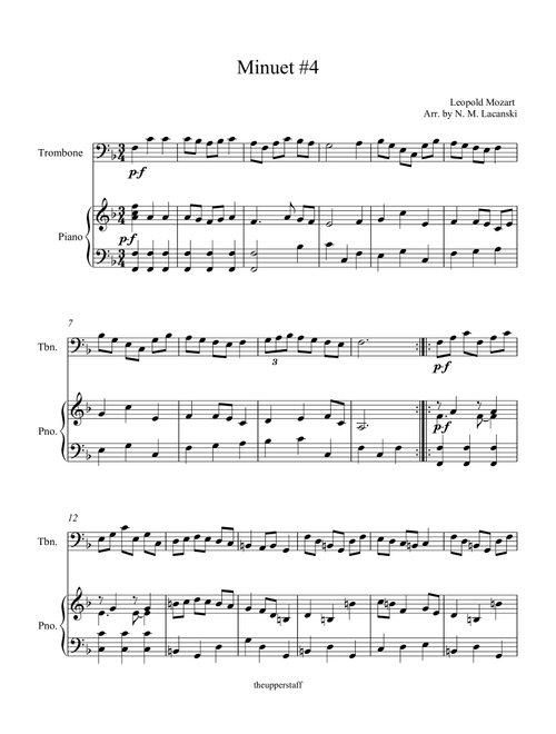 Minuet #4 (Arr. Nick Lacanski) - Mozart, Leopold (Instrumental Duet)