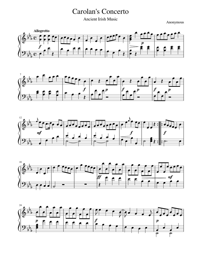Carolan's Concerto Sheet Music for Harp (Solo) | MuseScore.com