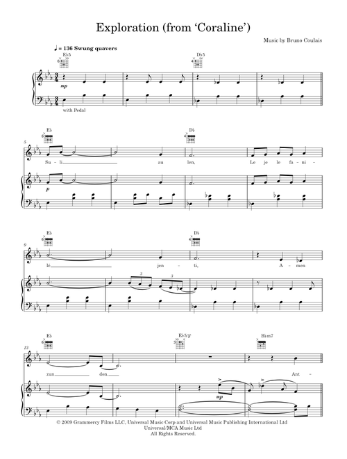 Exploration - Bruno Coulais Kíla (Piano-Voice-Guitar)