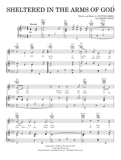 Sheltered In The Arms Of God - Dottie Rambo (Piano-Vocal-Guitar)
