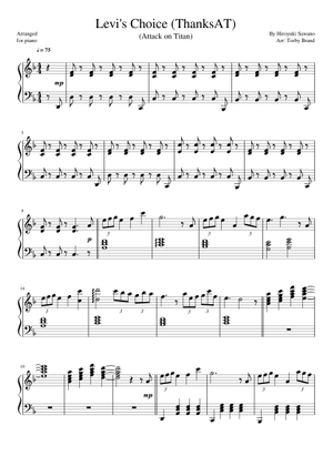 AoT Symphonic Suite Part 2-6th: Thanksat Sheet Music for Piano