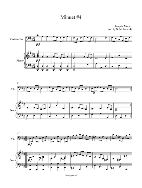 Minuet #4 (Arr. Nick Lacanski) - Mozart, Leopold (Instrumental Solo (with Piano Accompaniment))