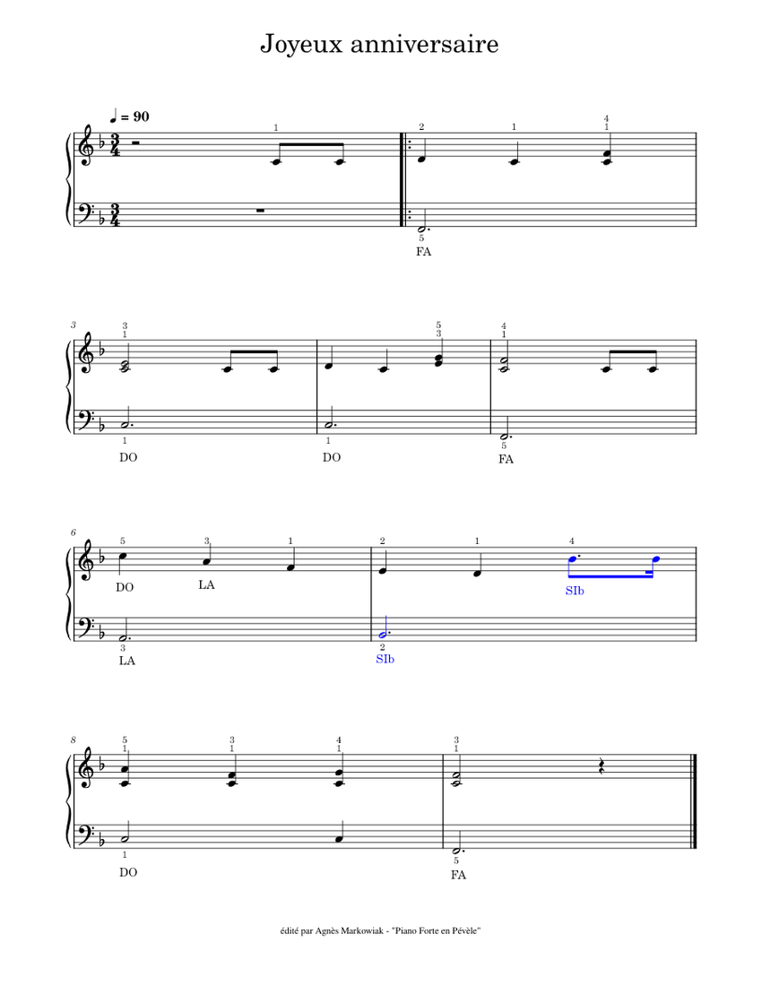 Joyeux anniversaire Sheet music for Piano (Solo)