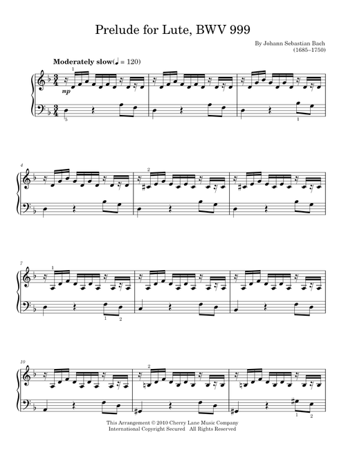 Prelude - Johann Sebastian Bach (Easy Piano)