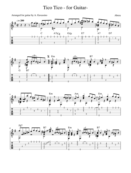 Tico Tico -for Guitar-