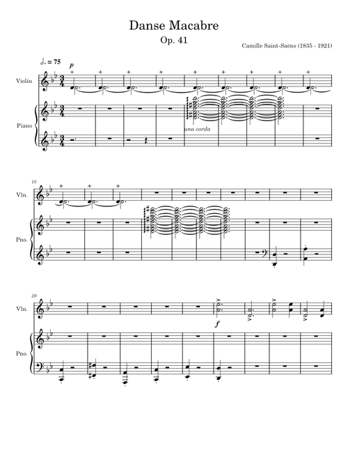 Danse Macabre - Camille Saint Säens for violin and piano