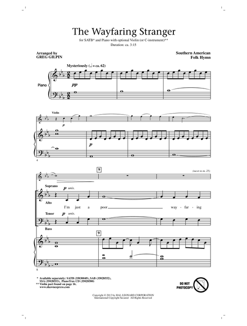 Wayfaring Stranger (Arr. Greg Gilpin) (Choral, SATB)