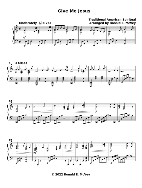 Give Me Jesus – unknown composer