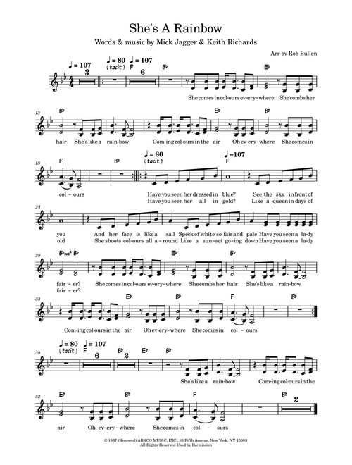 She's A Rainbow (Arr. Rob Bullen) - The Rolling Stones (Instrumental Duet)