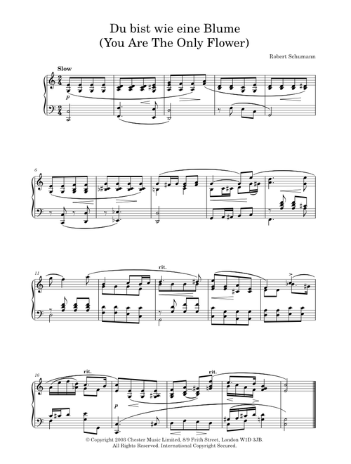 Du Bist Wie Eine Blume - Robert Schumann (Piano Solo)