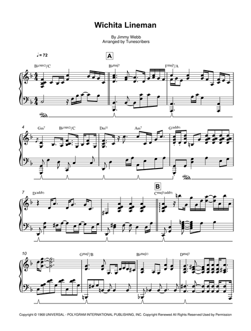Wichita Lineman (Arr. Tunescribers) - Jimmy Webb (Piano Solo)