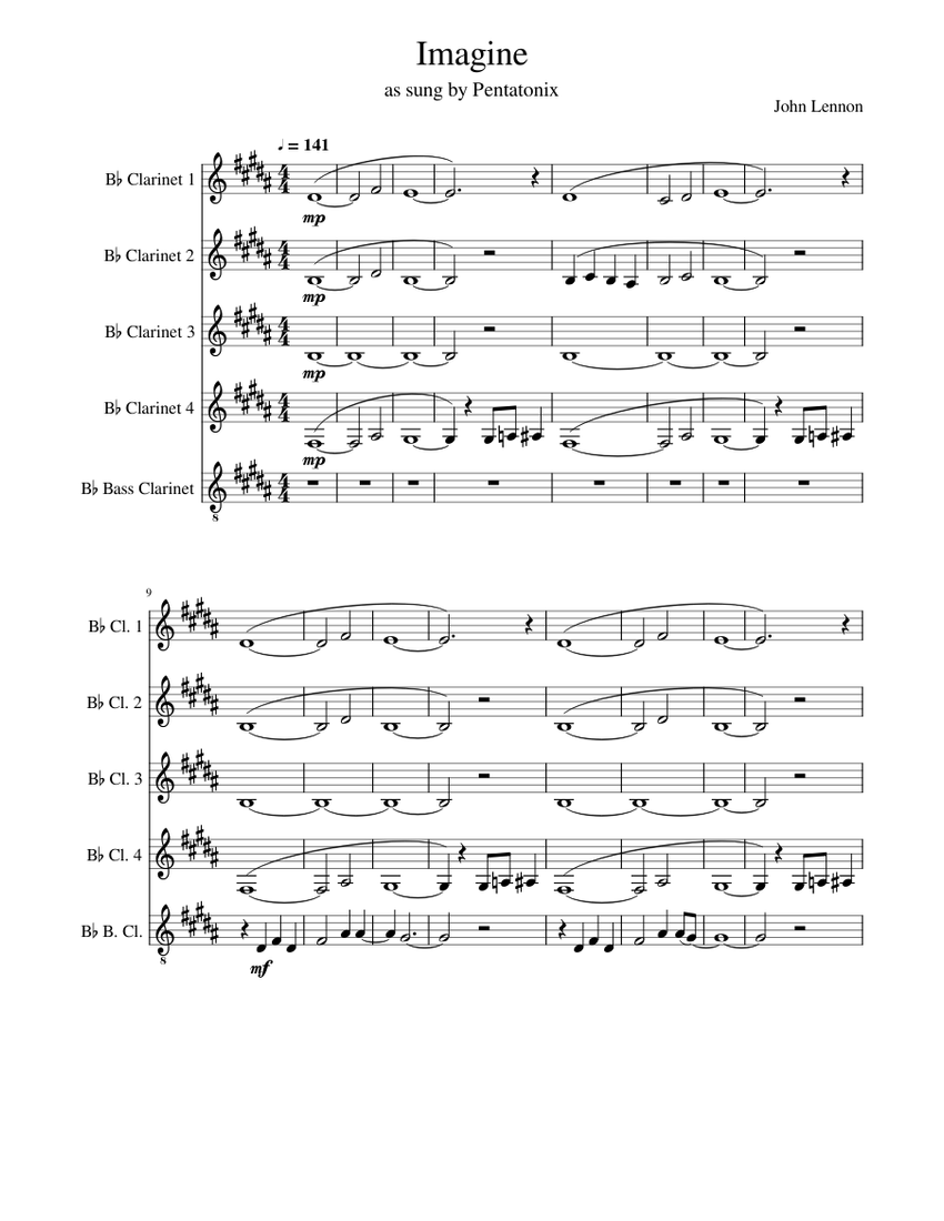Imagine (Pentatonix) Sheet music for in bflat