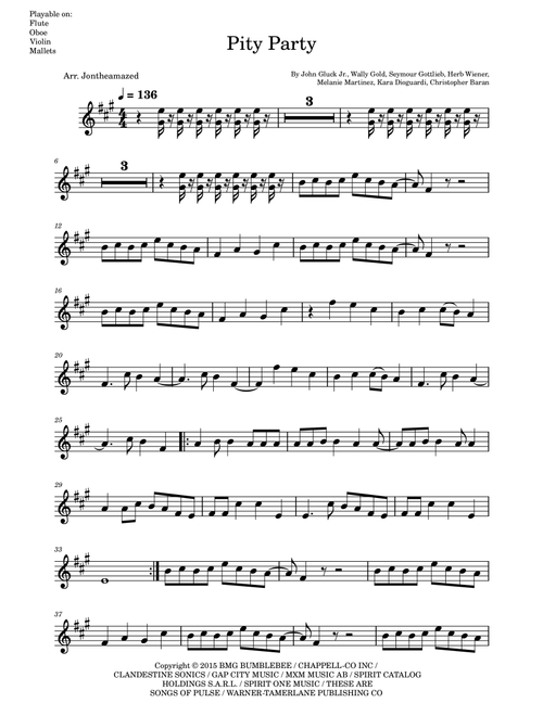 Pity Party (Arr. Jontheamazed) - Melanie Martinez (Flute Solo)