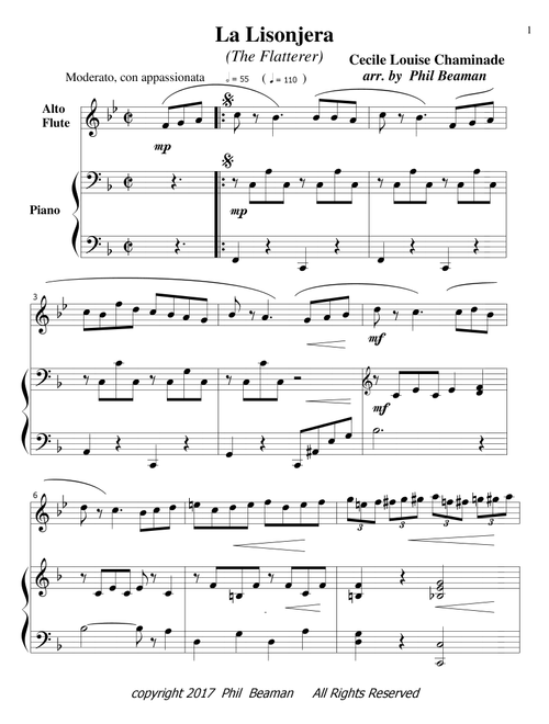 La Lisonjera - alto flute-piano (Arr. Phil Beaman) - Cecile Louise Chaminade (Instrumental Solo (with Piano Accompaniment))