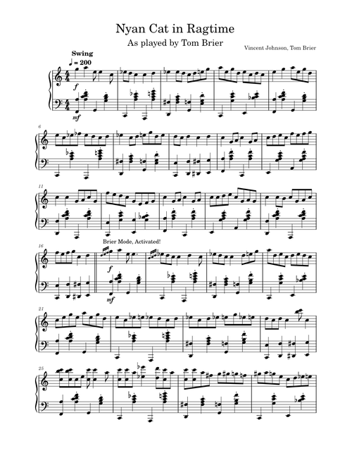 Nyan Cat - in Ragtime - as improvised by Tom Brier