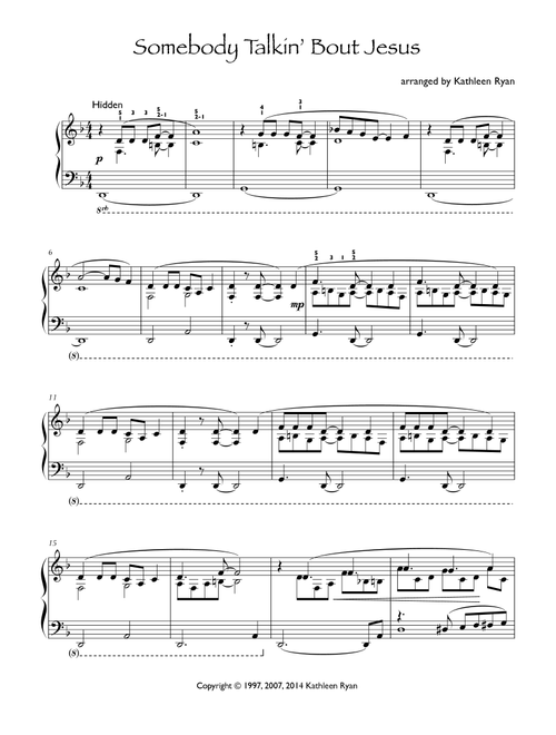 Somebody Talkin' bout Jesus (Arr. Kathleen Ryan) (Piano Solo)