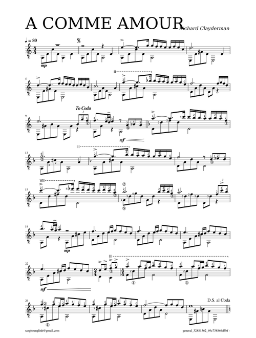 A COMME AMOUR – Richard Clayderman
