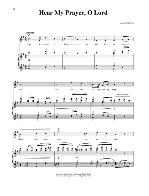 Hear My Prayer, O Lord (Ed. Richard Walters) - Antonin Dvorak (Piano Vocal)