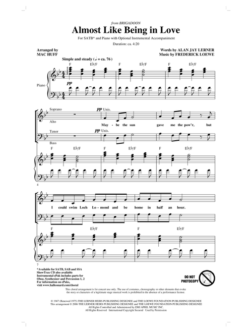 Almost Like Being In Love (Arr. Mac Huff) - Alan Jay Lerner, Frederick Loewe (Choral, SATB)