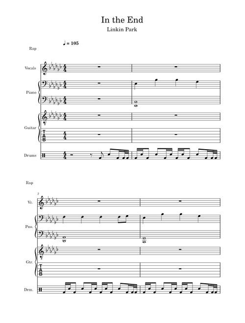 In the end – Linkin Park - Band Arrangement