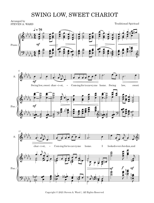 Swing Low, Sweet Chariot arranged by Steven A. Ward