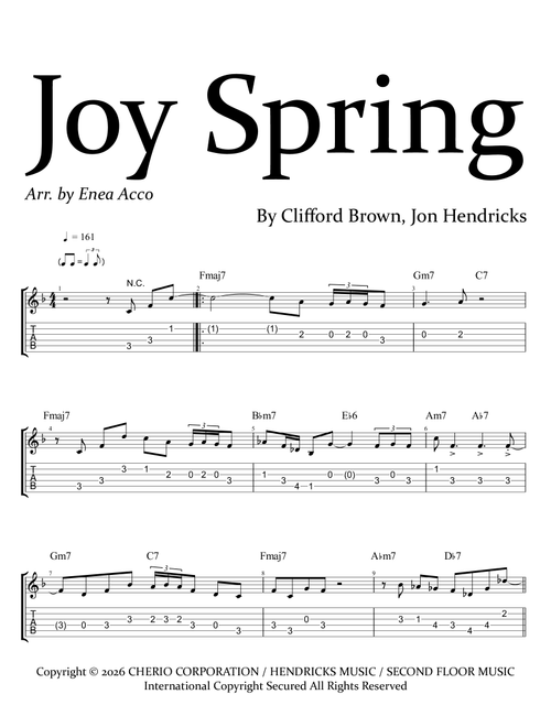 Sing Joy Spring (Arr. Enea Acco) - Clifford Brown, Jon Hendricks (Lead Sheet - Fake Book)