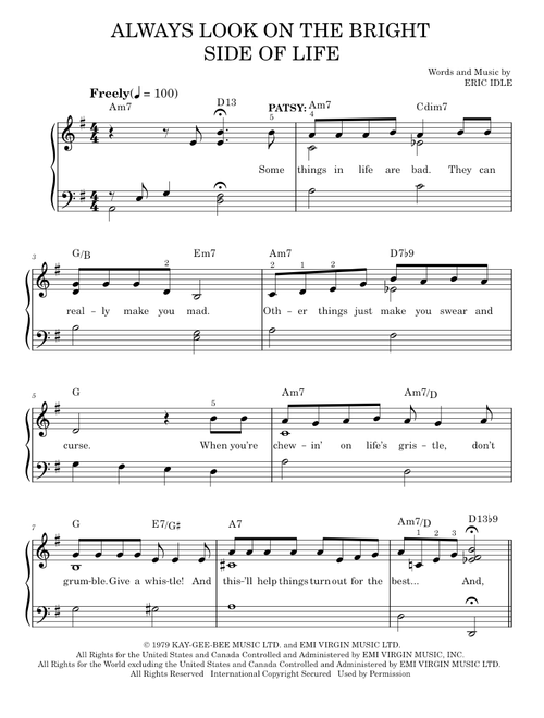 Always Look On The Bright Side Of Life - Monty Python's Spamalot (Easy Piano)