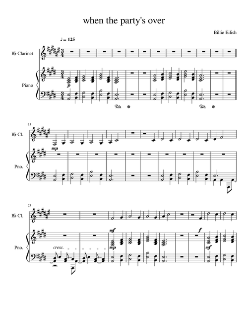 When the party s over Clarinet