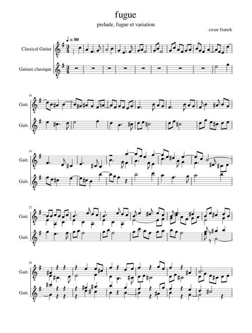 fugue de cesar franck fugue prélude fugue et variation