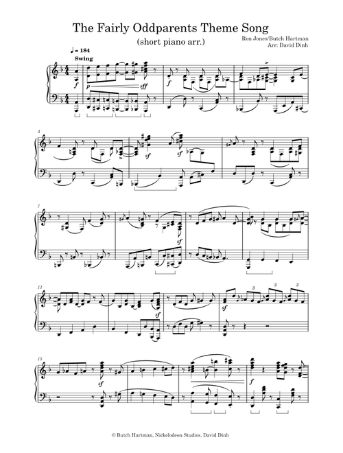 The Fairly Oddparents Theme Song (short piano arr.)