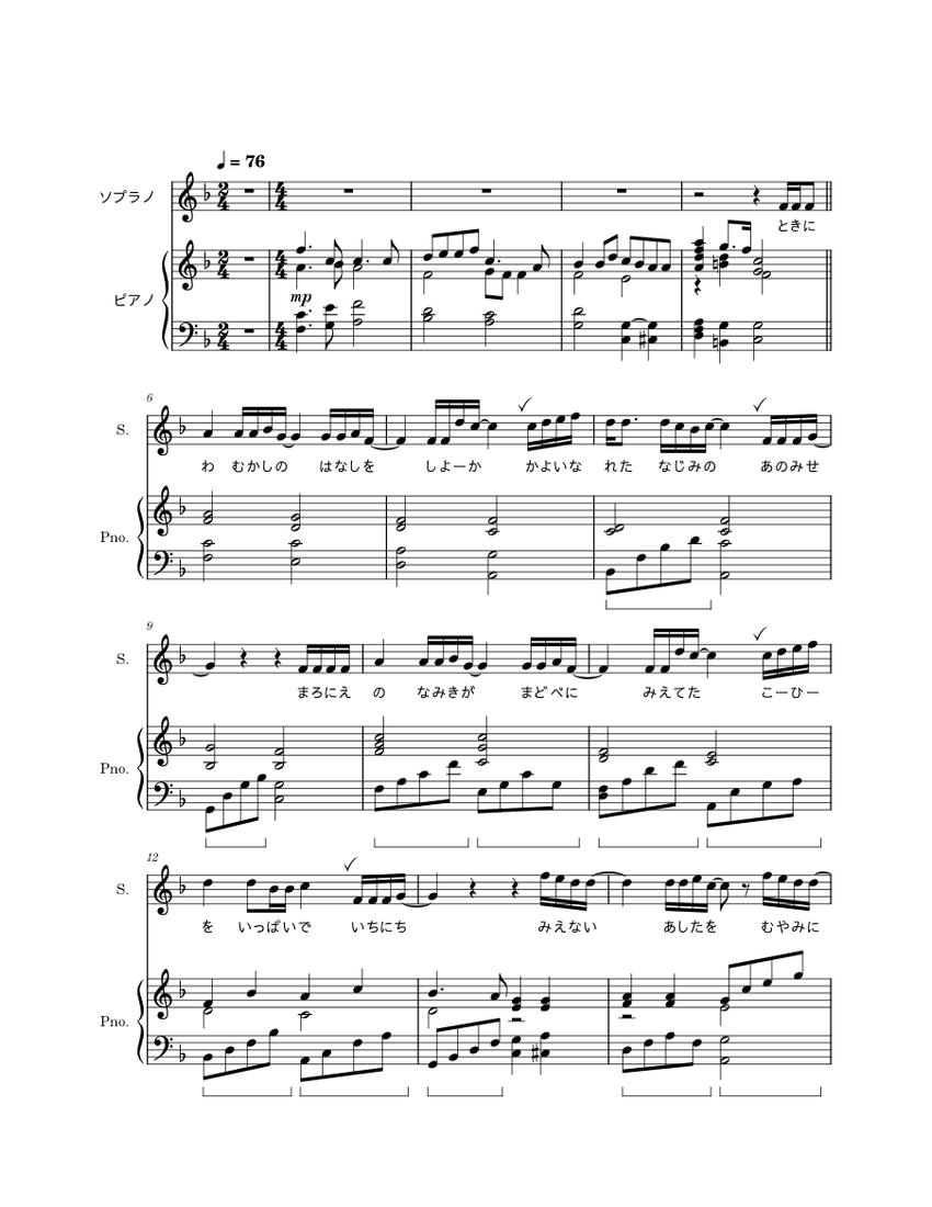 時には昔の話を – 加藤登紀子 Sheet Music for Piano, Soprano (Solo