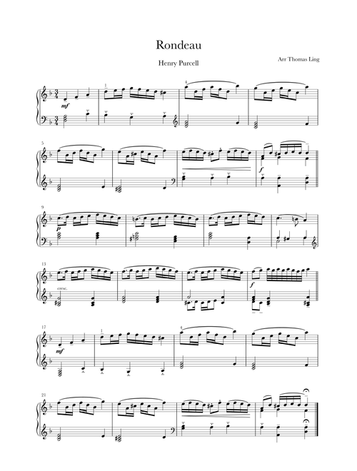 Rondo (Young Person’s Guide to the Orchestra) (Arr. Thomas Ling) - Henry Purcell (Easy Piano)