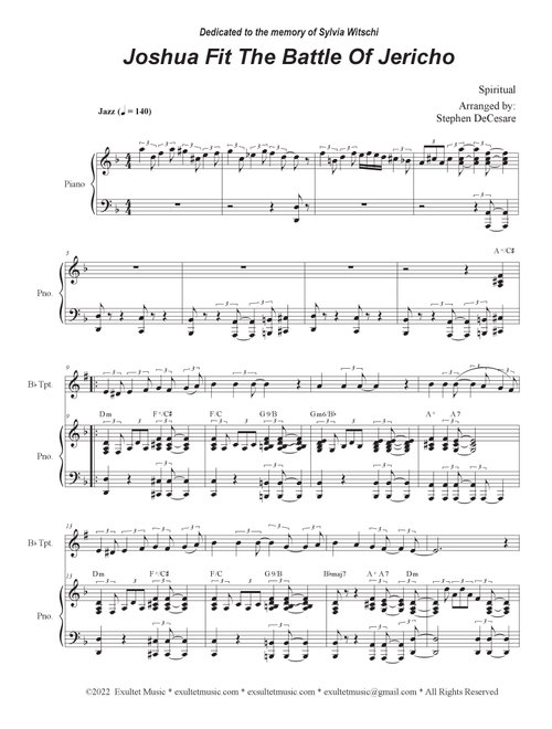 Joshua Fit The Battle Of Jericho (Bb-Trumpet solo and Piano) (Arr. Stephen DeCesare) - Mahalia Jackson (Trumpet and Piano)