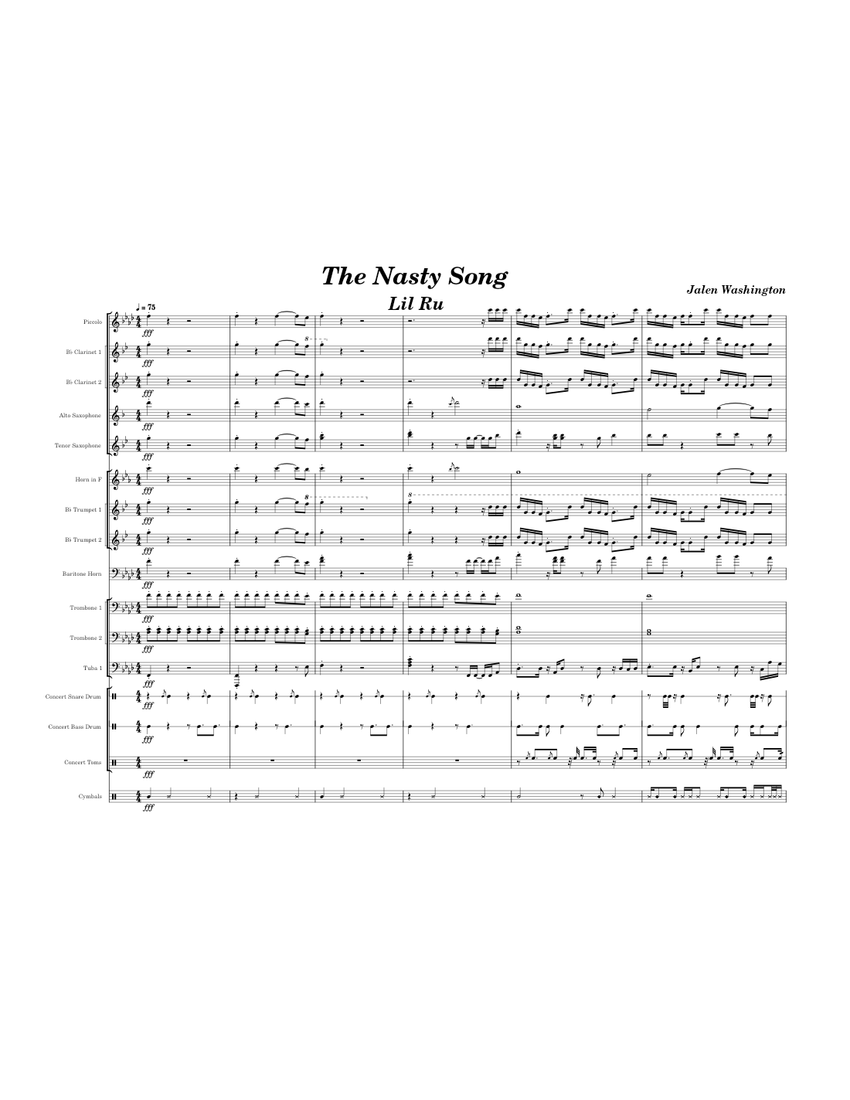 The Nasty Song Sheet Music for Trombone, Tuba, Flute piccolo