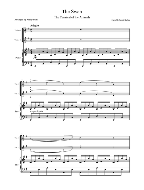 The Swan from The Carnival of The Animals (Arr. Maély Storti) - Camille Saint-Saëns (Violin Duet)