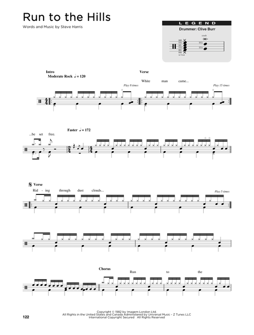 Run To The Hills - Iron Maiden (Drum Chart)
