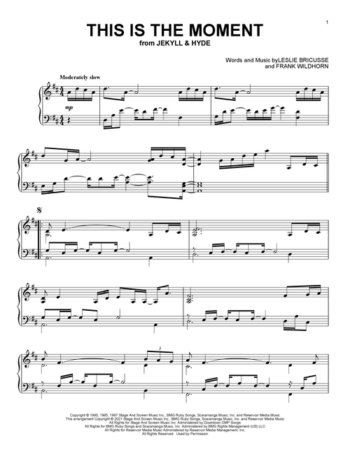 This Is The Moment (from Jekyll & Hyde) - Leslie Bricusse, Frank Wildhorn (Piano Solo)