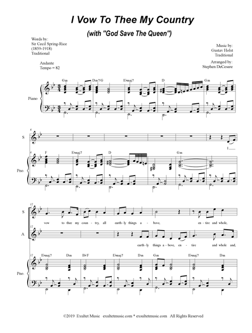 I Vow To Thee My Country (with "God Save The Queen") (2-part choir - (SA) (Arr. Stephen DeCesare) (Choral, SA)