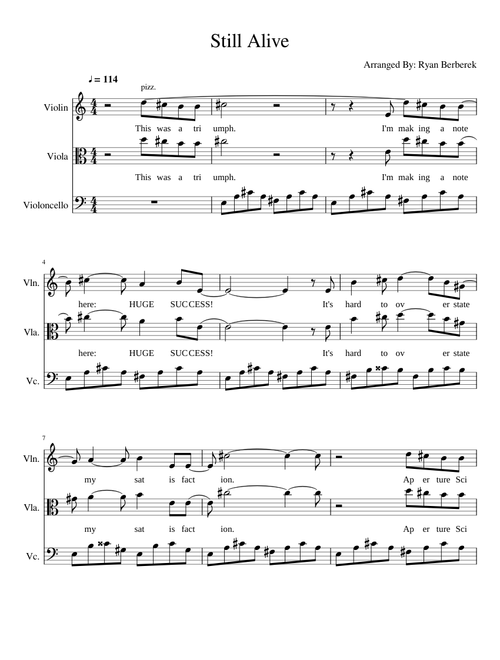 Portal - Still Alive - by Jonathan Coulton - Arranged by Ryan B.