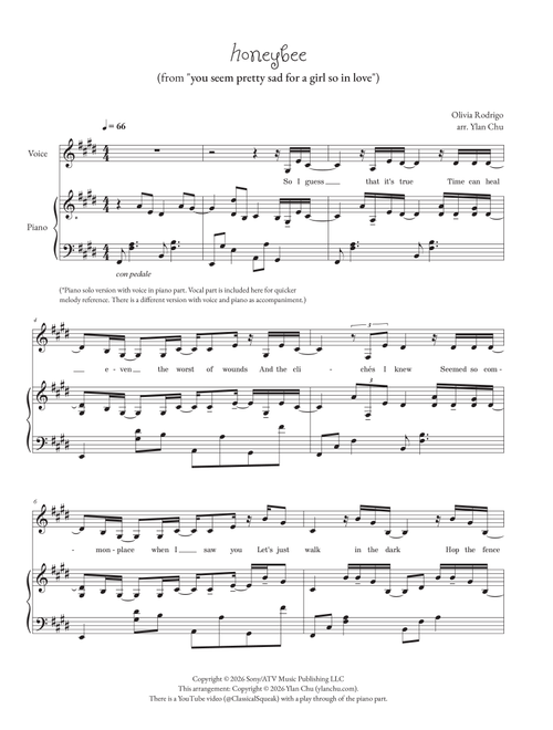 Honeybee (Arr. Ylan Chu) - Olivia Rodrigo (Piano Solo)