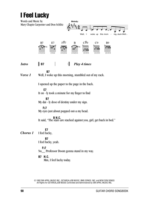 I Feel Lucky - Mary Chapin Carpenter (Guitar Chords-Lyrics)