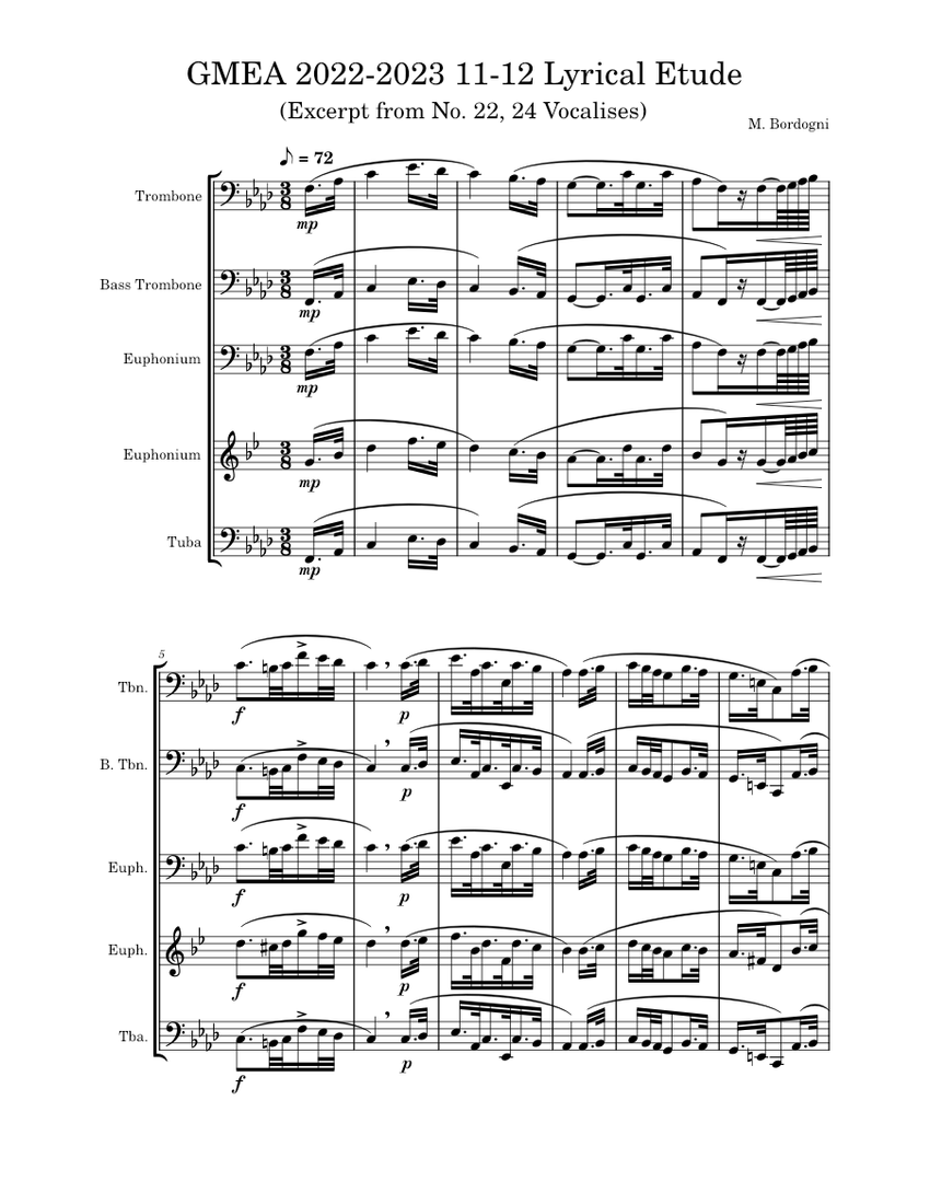 GMEA 2022-2023 11-12 Lyrical Etude - Low Brass Sheet Music for Trombone ...