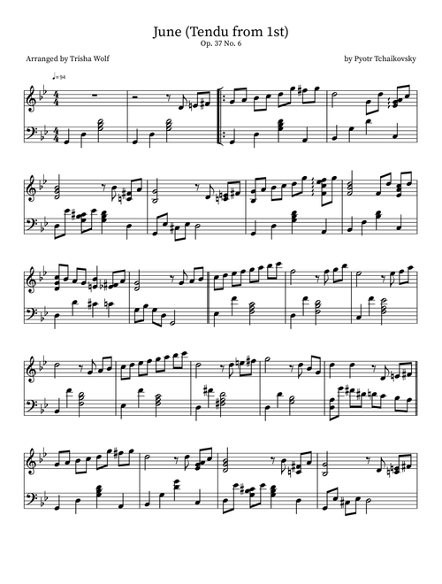 June (Tendu from 1st) (Arr. Trisha Wolf) - Pyotr Tchaikovsky (Piano Solo)