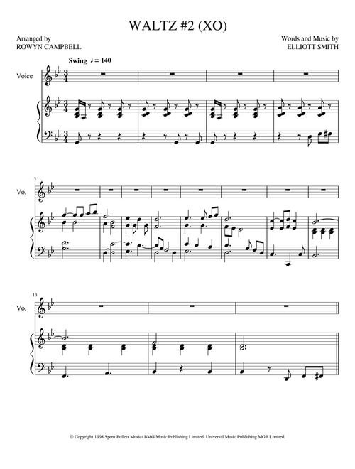 Waltz #2 (xo) (Arr. Rowyn Campbell) - Elliott Smith (Piano Vocal)