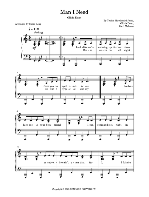 Man I Need (Arr. Sadie King) - Olivia Dean (Piano Solo)
