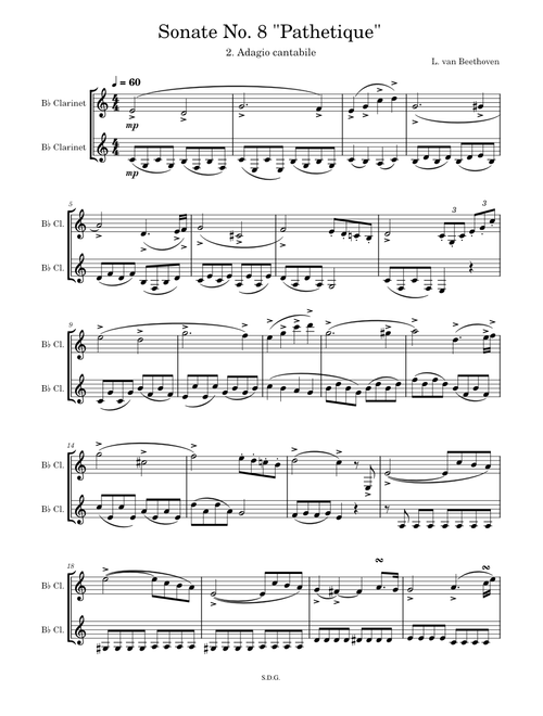 Sonate No. 8 "Pathétique" (2 clarinets)