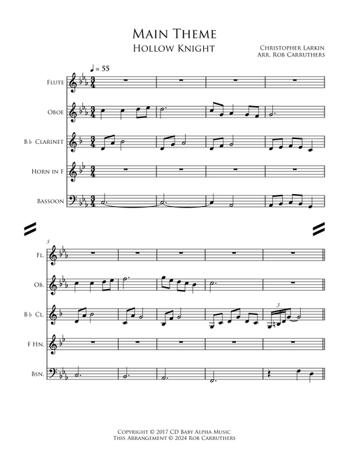 Hollow Knight (Arr. Rob Carruthers) - Christopher Larkin (Woodwind Ensemble)