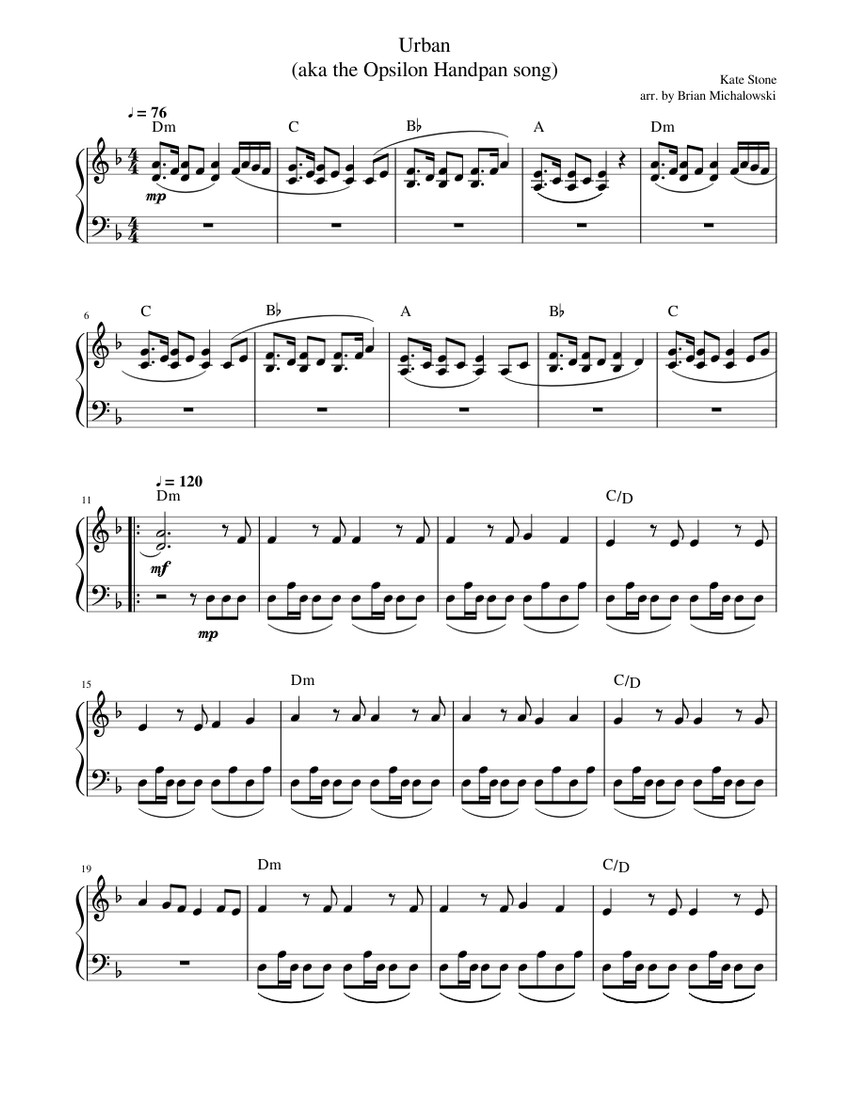 Urban aka the opsilon handpan song Sheet music for Piano Solo Easy Musescore