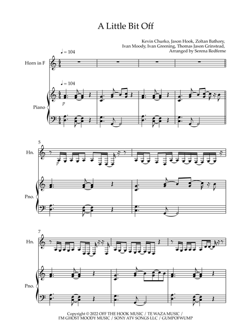 A Little Bit Off (Arr. Serena Redferne) - Five Finger Death Punch (French Horn and Piano)