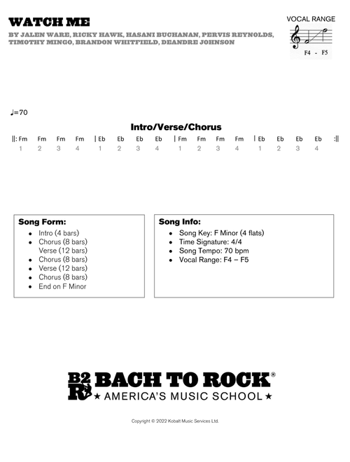 Watch Me (whip/nae Nae) (Arr. Bach to Rock) - Silento (Piano Chords-Lyrics)